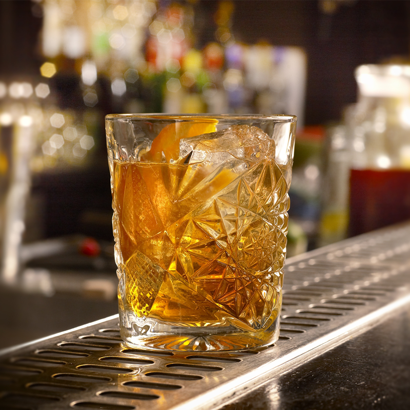 art deco old fashioned glass with unique cuts