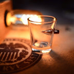 Give it a shot hand blown whiskey glass with bullet design