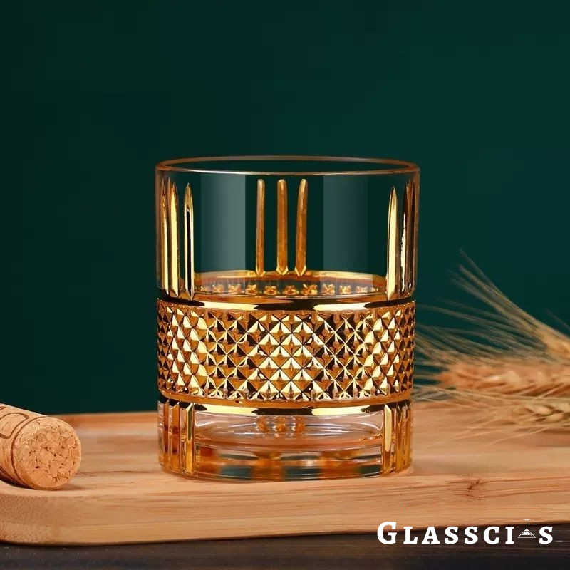 Gold Rim Old Fashioned Whiskey Glass