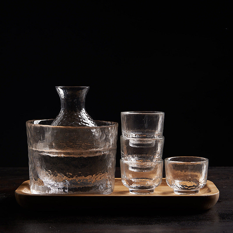 Textured Glass Sake Set