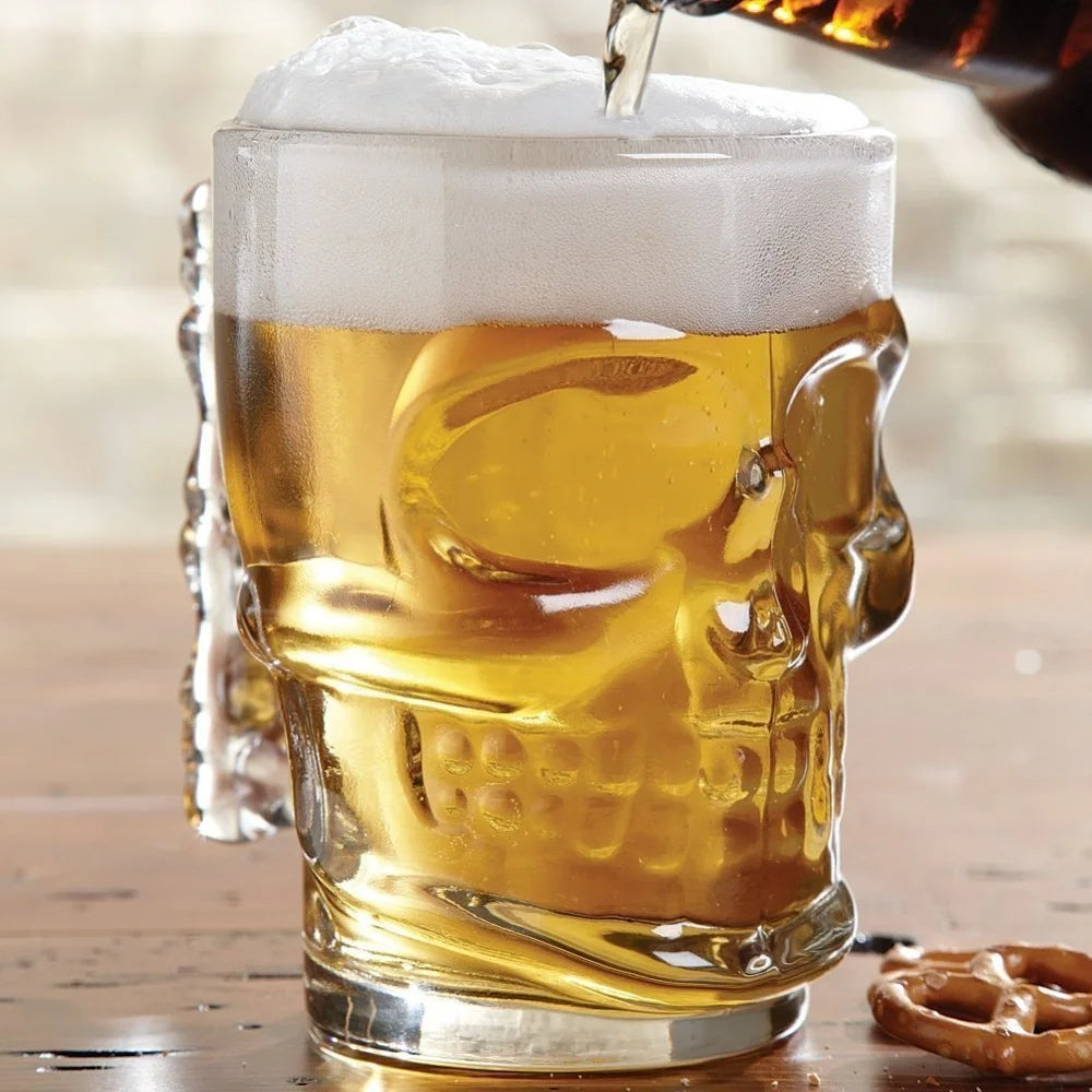 Unique skull-designed beer glass for celebrations
