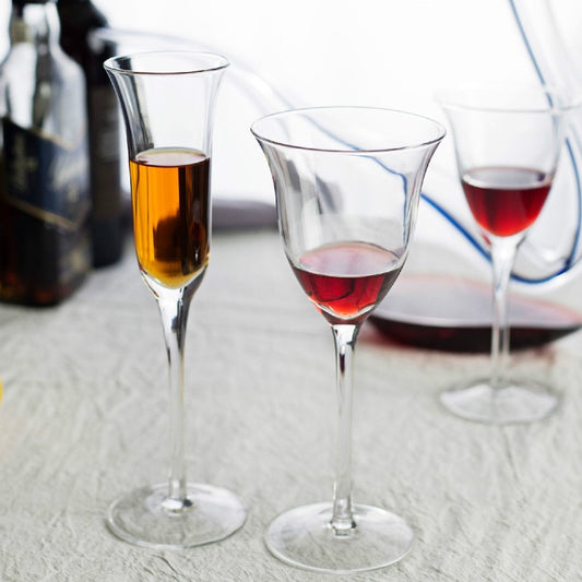 modern french wine glasses with V-shaped design