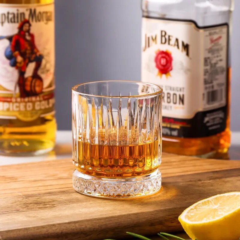 gold rim old fashioned glasses with marble design