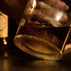 heavy rocks glass with net pattern at the bottom