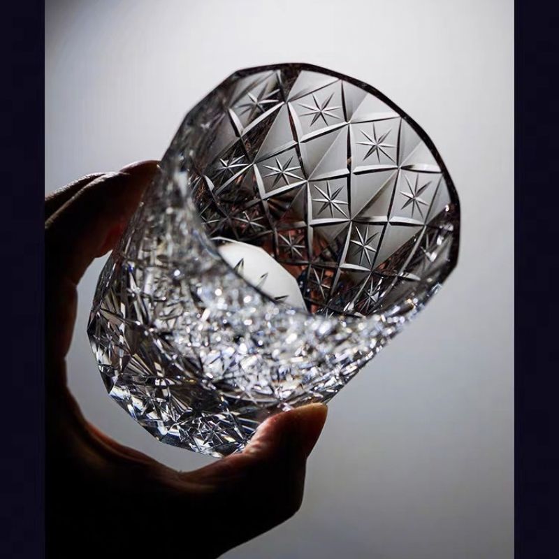 Close-up inside the Polaris glass, showing the hand-cut eight-point stars and diamond facets