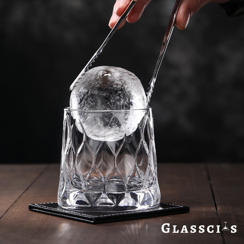 ice sphere in vintage bourbon glasses | Glasscias
