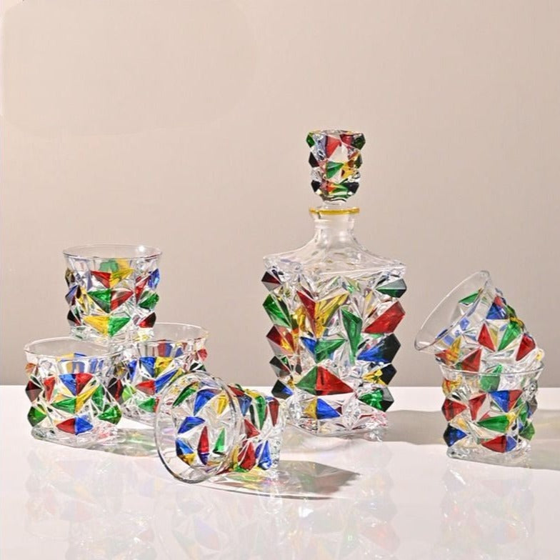Hand-painted hues of Murano in a decanter set