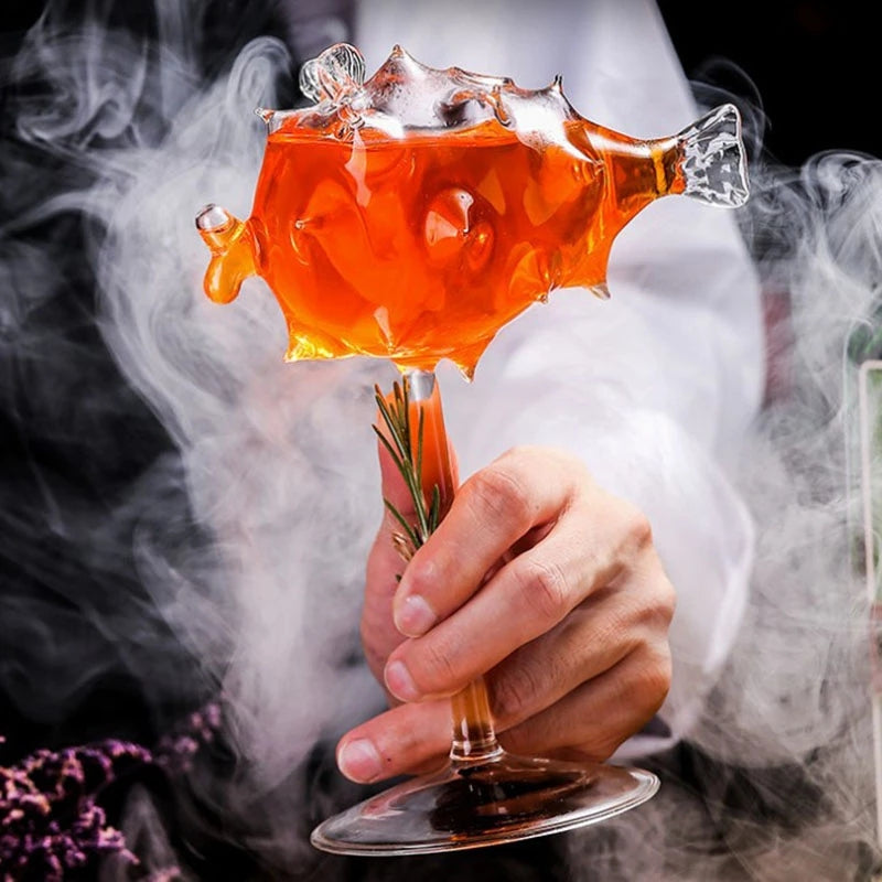 unique blowfish glass for cocktail by glasscias