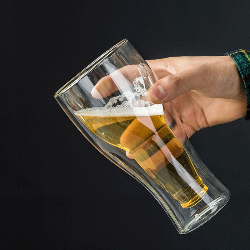 Glass Container Invert Barrel Inverted Bottle - Double Wall Beer Glass | Glasscias