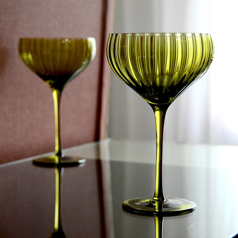 green drinking glass by glasscias