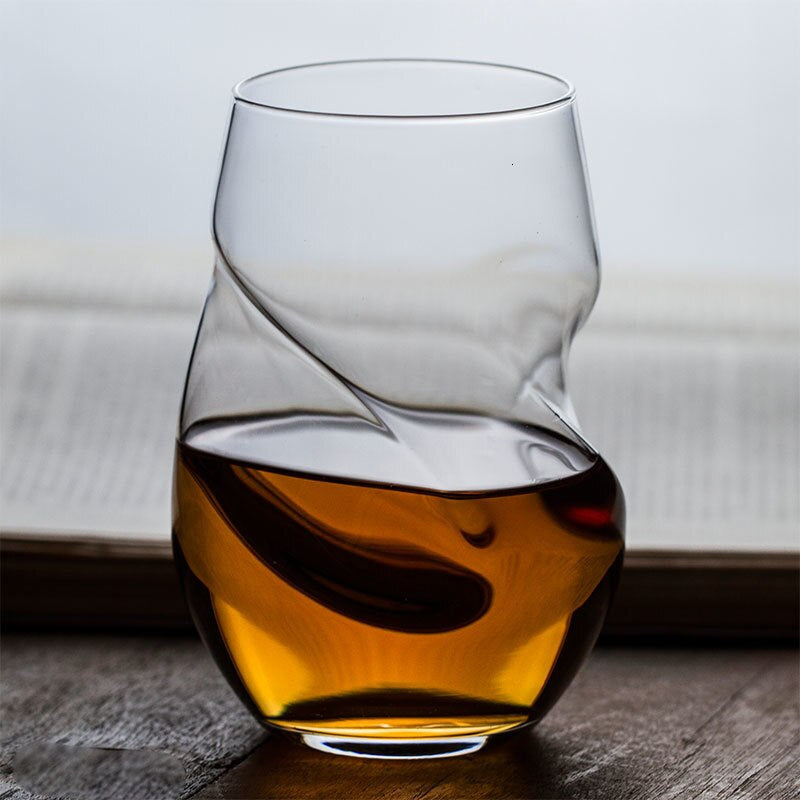 Whiskey glass with unique helix design