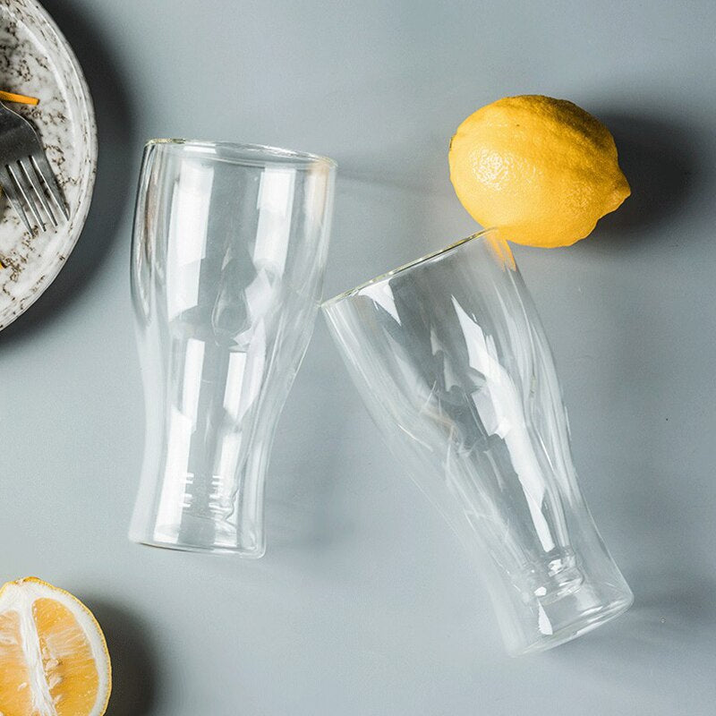 Unique double-walled beer glass for enthusiasts