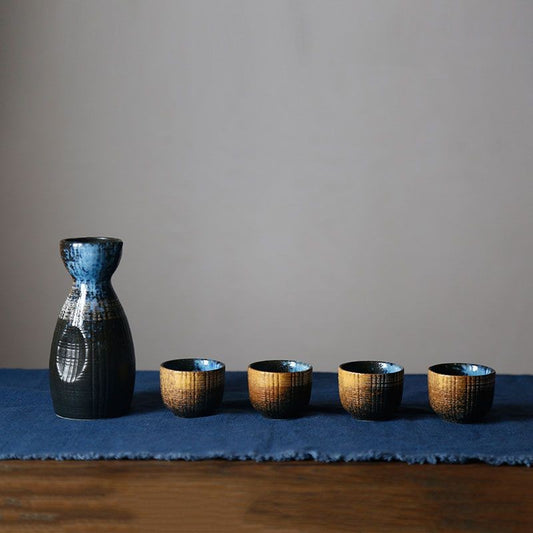 Unique modern sake set with retro flair