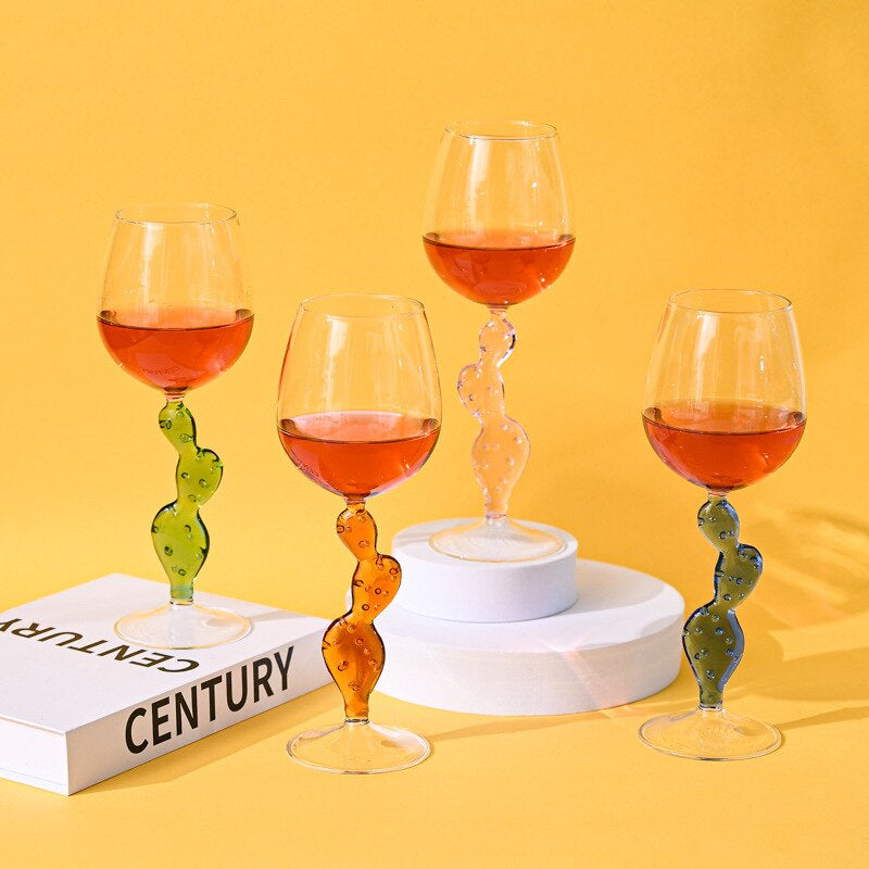 cactus glasses for wine by glasscias