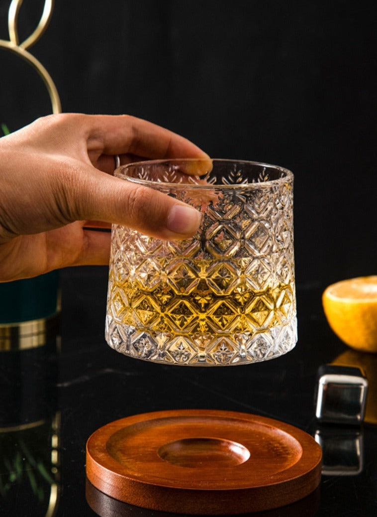 Rock and swirl your drink in this snowflake-etched whiskey glass