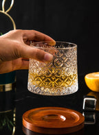 Rock and swirl your drink in this snowflake-etched whiskey glass