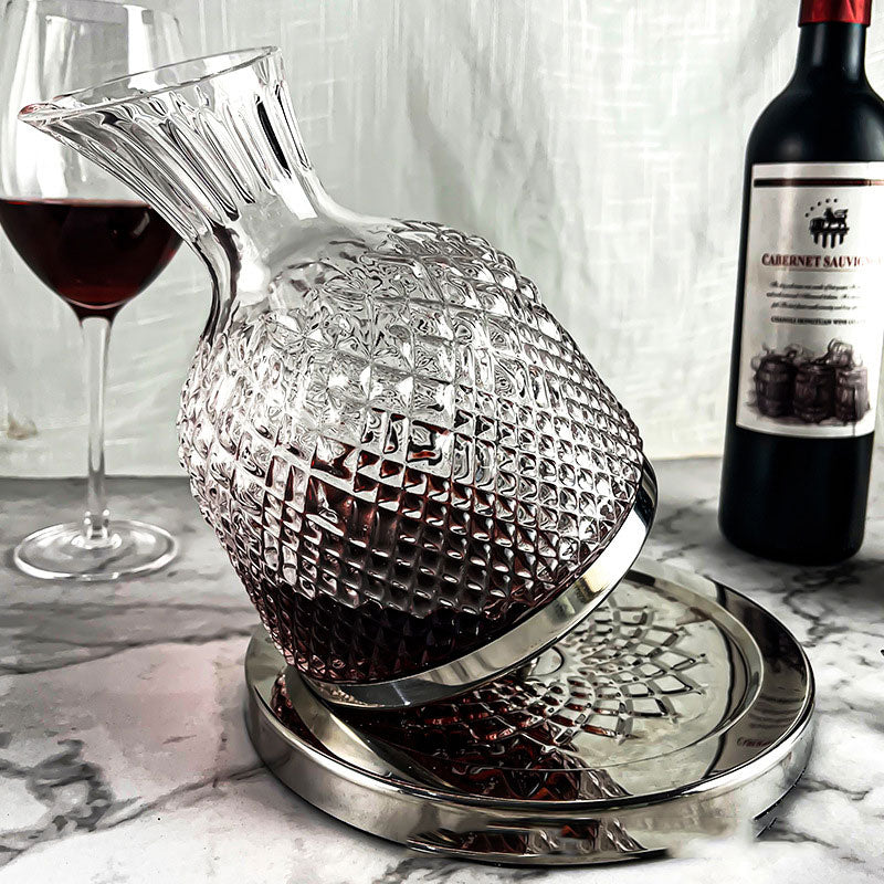 spinning crystal cut decanter by glasscias
