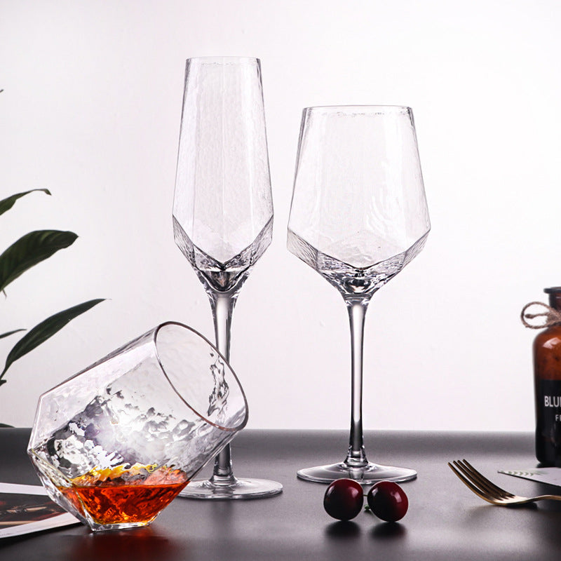 Icy Themed Hammered Wine Glasses Perfect for Parties