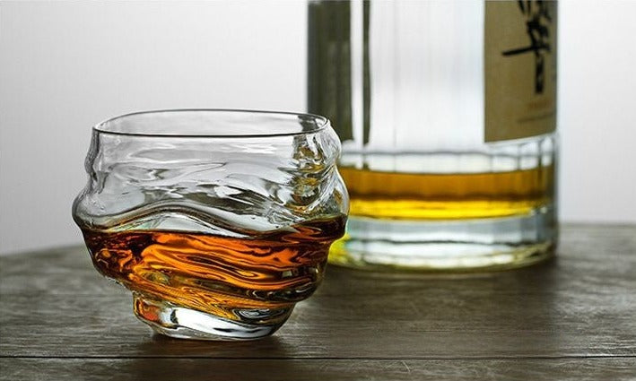 Close-up of the intricate details on the Japanese First Cloud Whiskey Glass
