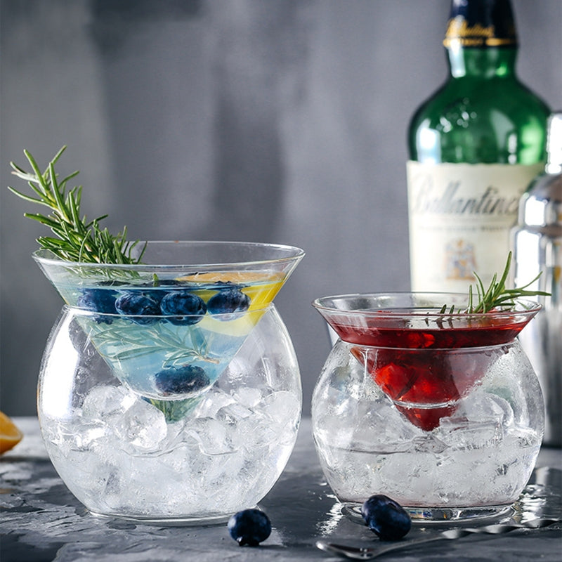 stemless cocktail glasses with chiller