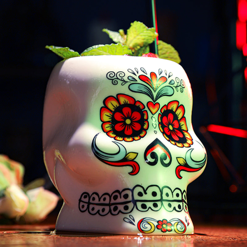 ceramic cocktail glasses with tiki design