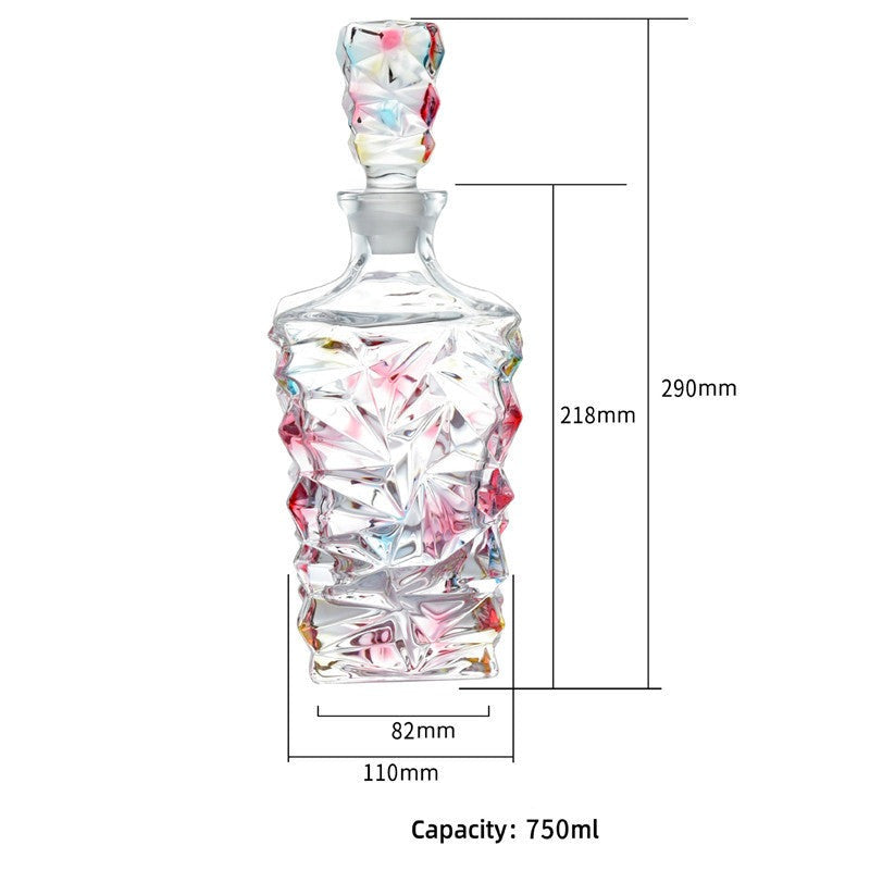 Murano Hand Painted Pink Whiskey Decanter Set