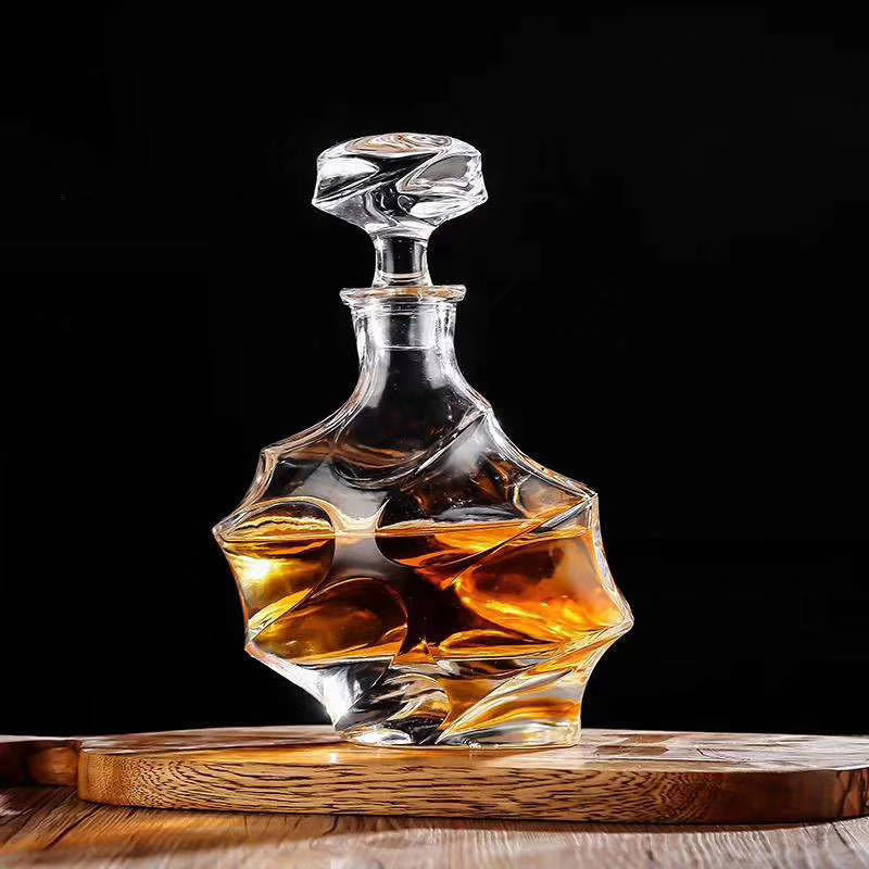 Minimalist's hand blown "Scotch Distortion" decanter by Glasscias