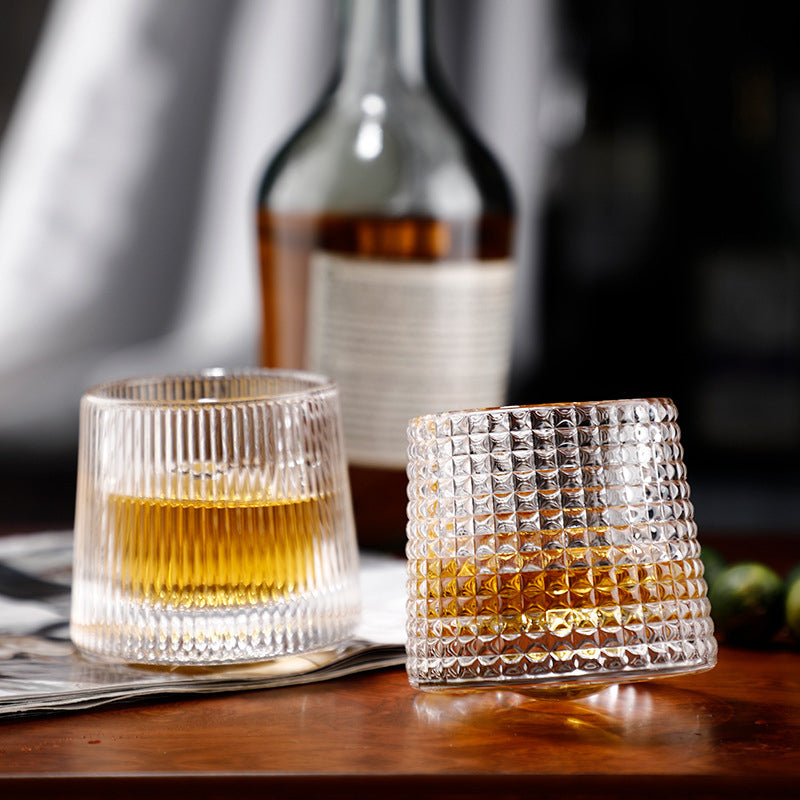 Rocking R Whisky Grid Designed Rocking Whiskey Glass | Glasscias