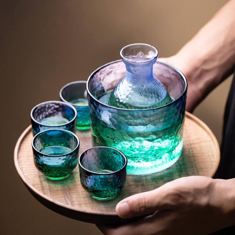 Mermaid-inspired sake set with gradient design