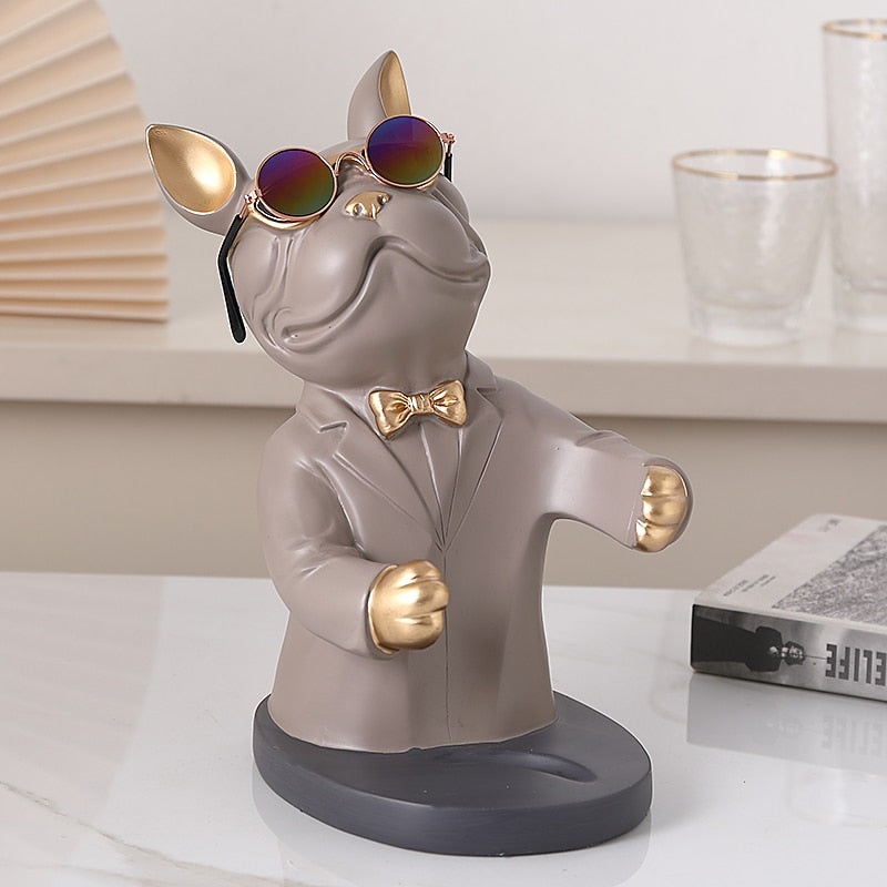 butler bulldog funny wine bottle holder in gray