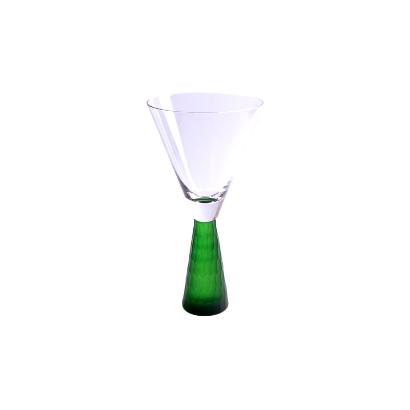 green wine glasses with modern artistic design