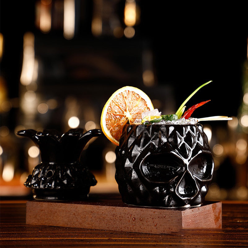 black pineaaple ceramic cocktail glasses