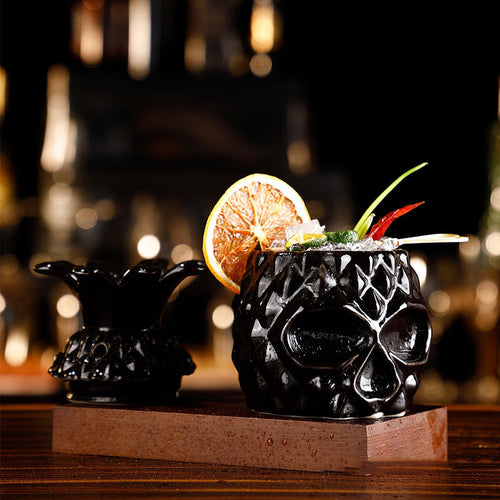 black pineaaple ceramic cocktail glasses