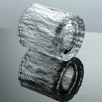 Whiskey glass mimicking the beauty of a frozen glacier