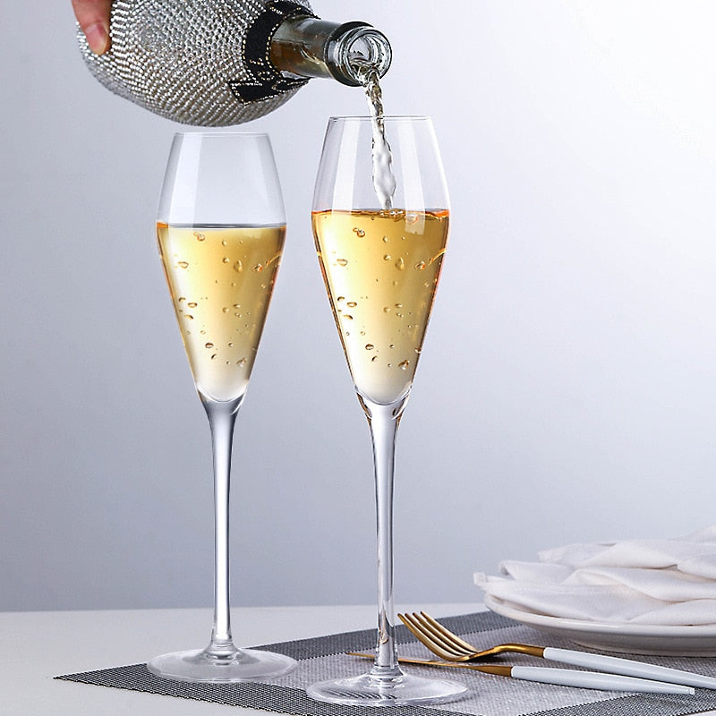 set of 2 flute wine glass by glasscias