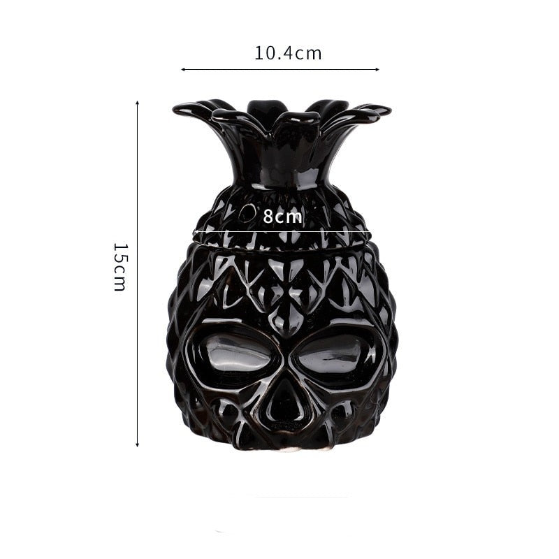 Black Pineapple Skull Glass