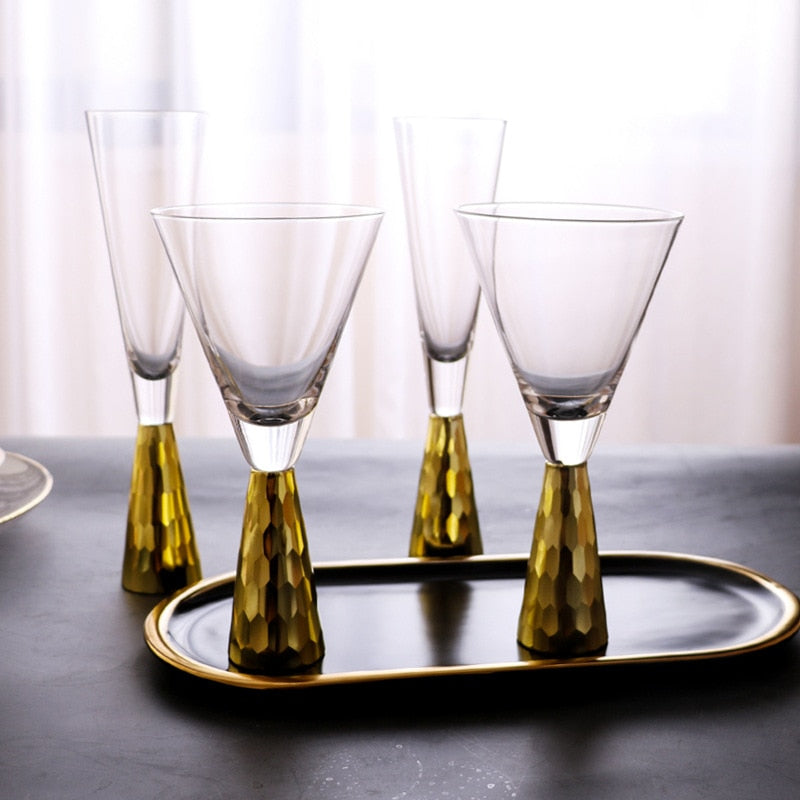 Luxury gold-stemmed wine goblet for elite events