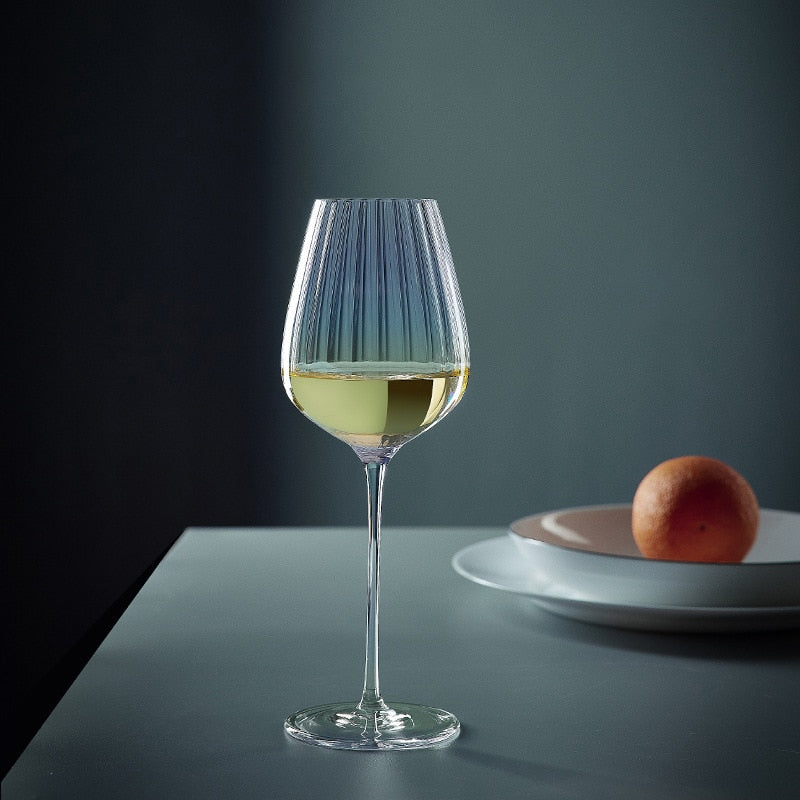 Tall Slim Stem Iridescent Wine Glass Reflection