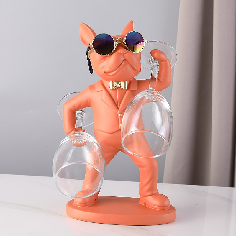 butler bulldog wine glass holder in orange