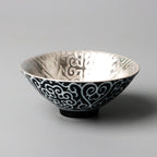 Japanese cloud motif silver sake bowl