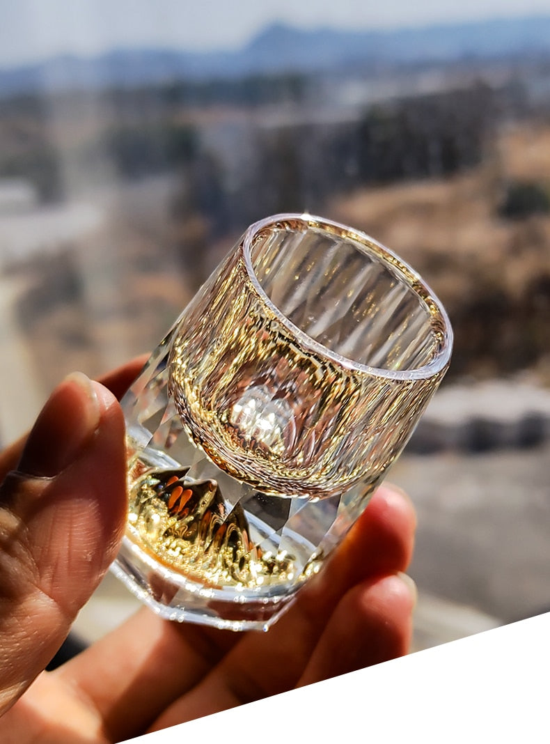 mountain whisky glasses for shot in cut crystal design | best gift for men | gift ideas for drinkers | Glasscias