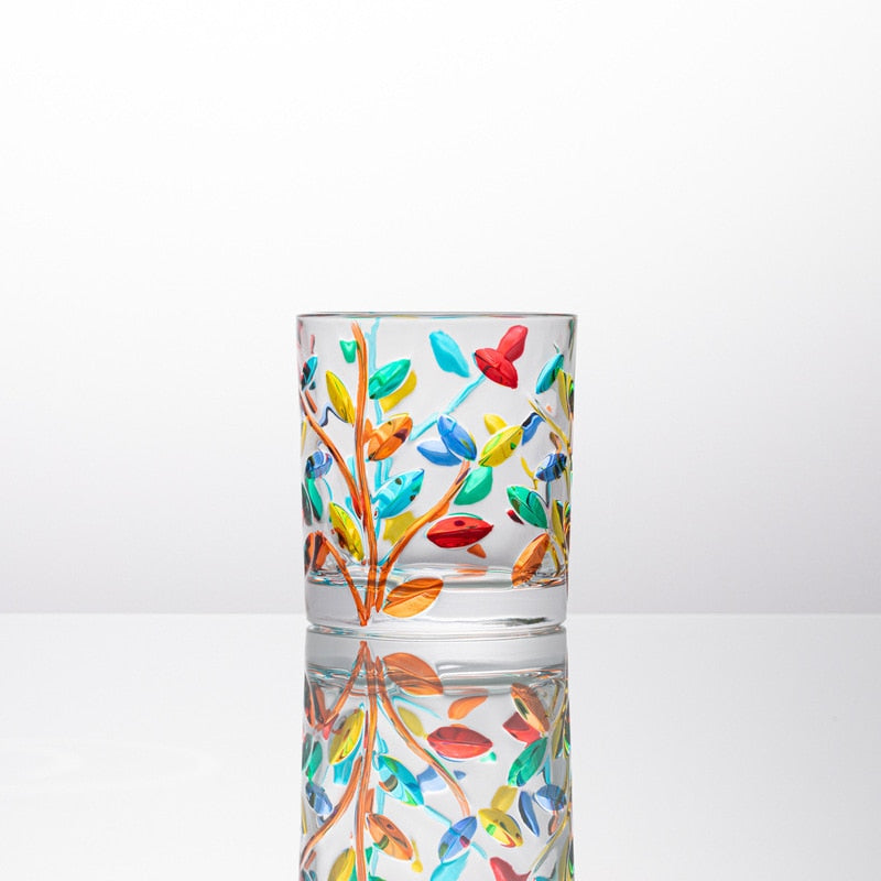 Multi-colored handcrafted whiskey glass from Murano
