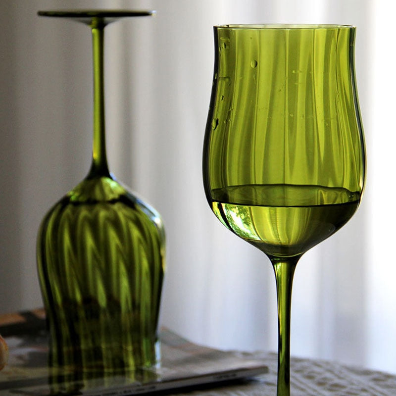 Vintage Green Wine Goblet for nature-themed parties