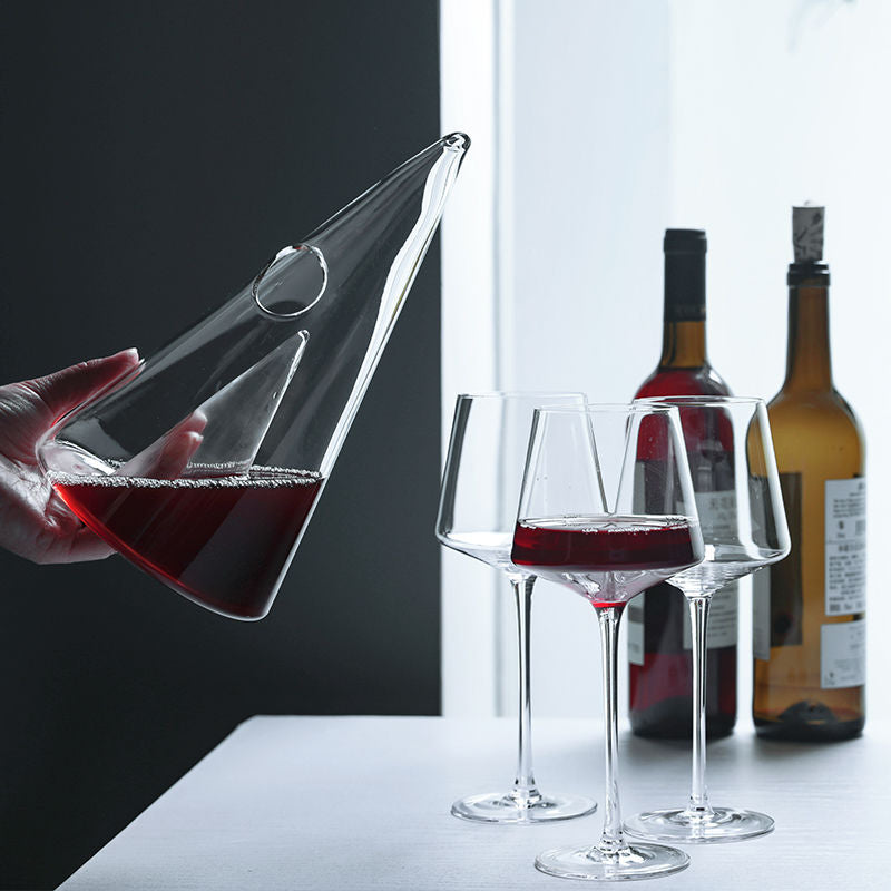 A fusion of function and art: The "Pyramid Pour" Crystal Glass Decanter.