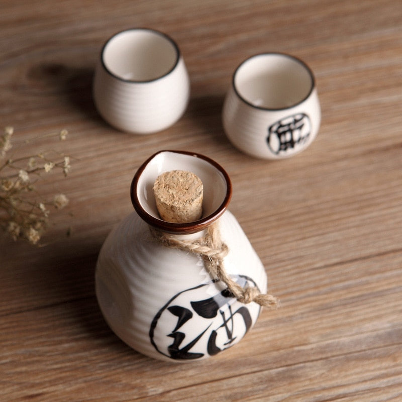 vintage sake set with japanese character