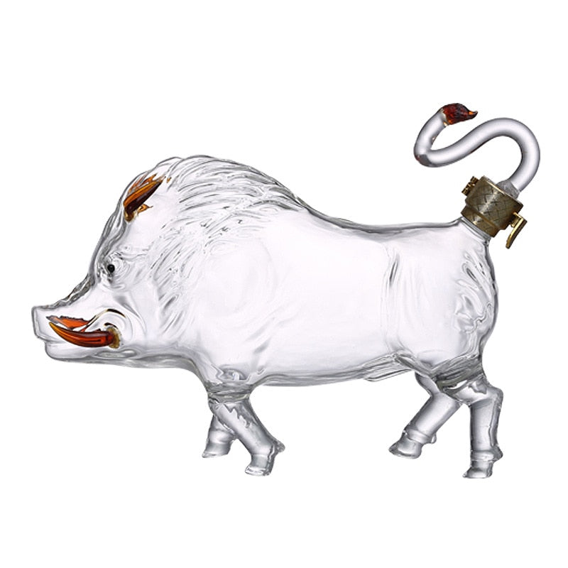 one of a kind wild boar decanter by glasscias