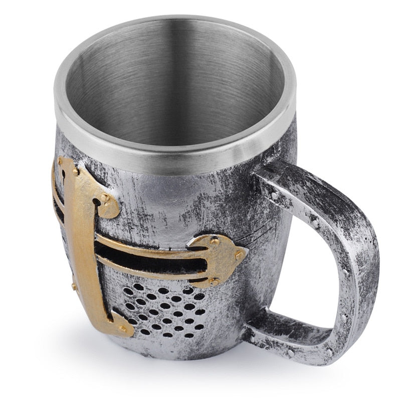 Medieval tankard with knight inspired design