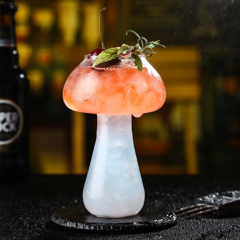 super mushroom glasses for drinking cocktail by glasscias