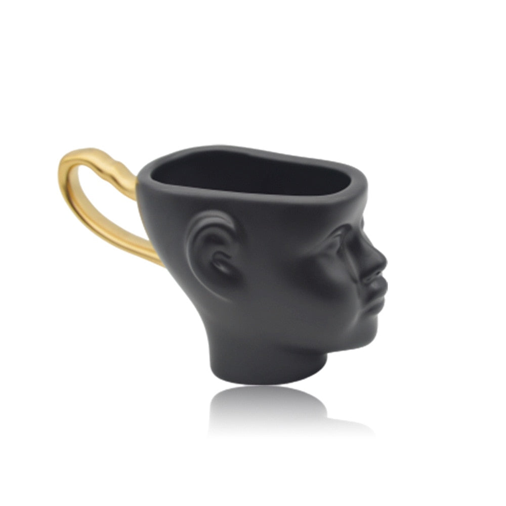 black doll head coffee mug | black doll head tea cup | Glasscias