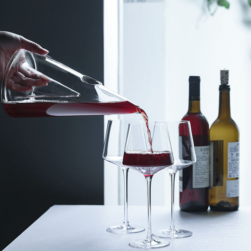 Embrace contemporary elegance with our lead-free crystal pyramid decanter